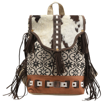 OHLAY KB378 Backpack Upcycled Canvas Hair-On Genuine Leather women bag western handbag purse